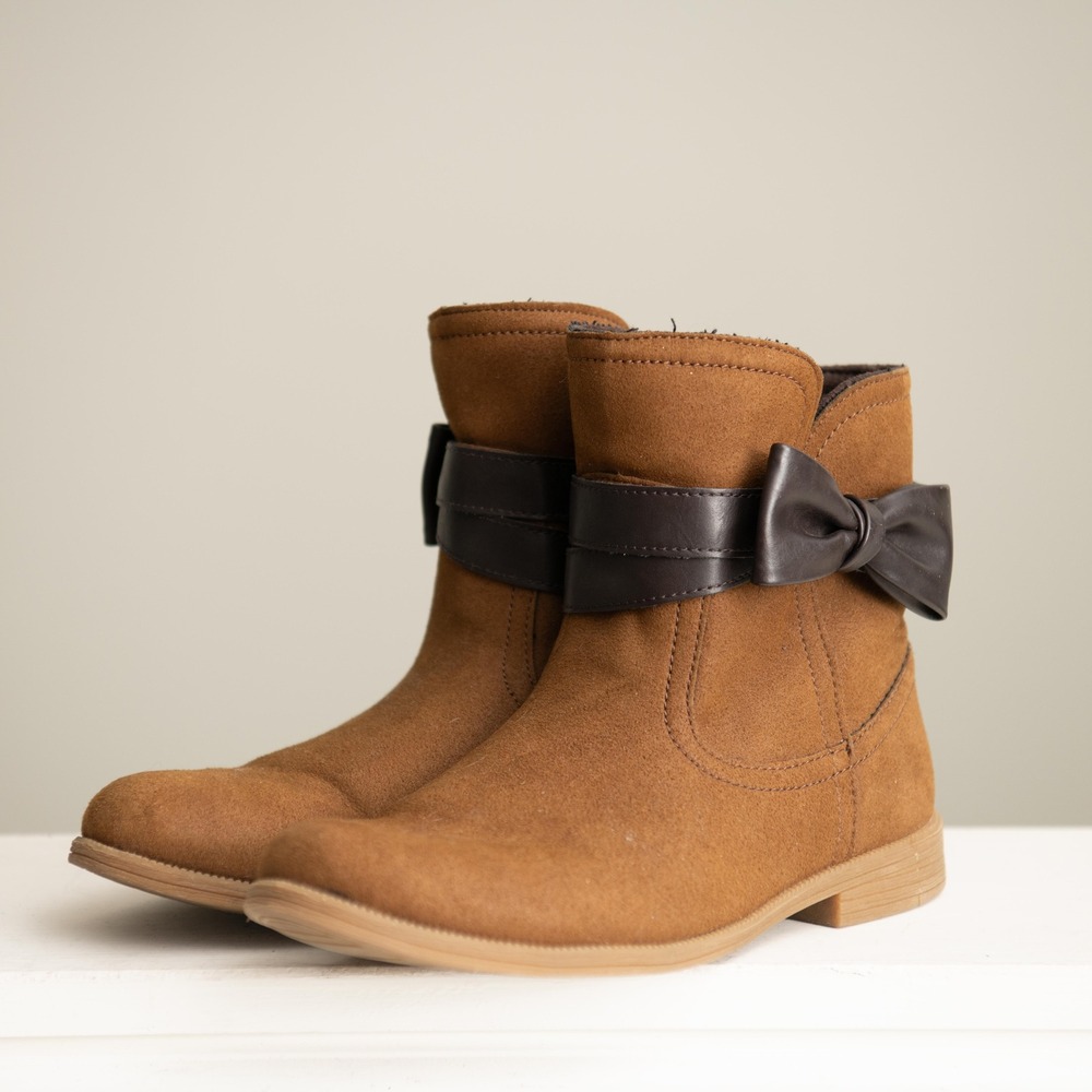 UGG‎ Ankle Boots With Bow Brown Suede Y5 / W6.5 Coquette Girly Cute Preppy Vibes